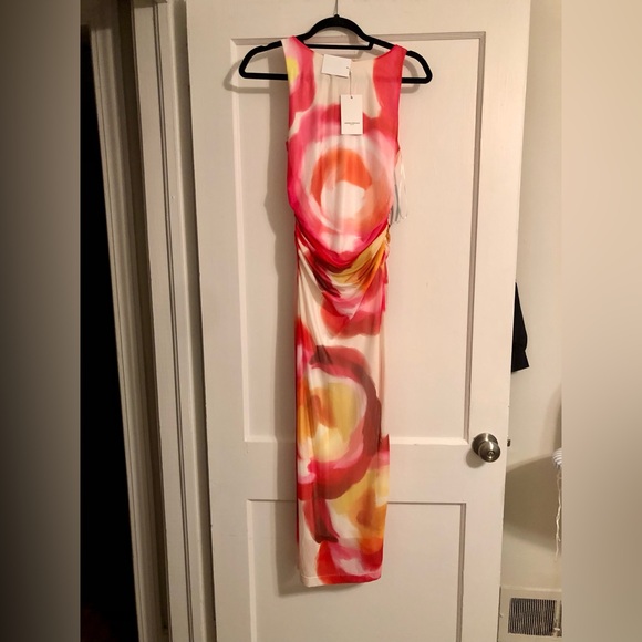 Amanda Uprichard Floral Midi Dress - Red and Orange - Picture 5 of 10